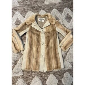 Bifano's Furs Dallas Cream Leather And Mink Coat Authentic Fur